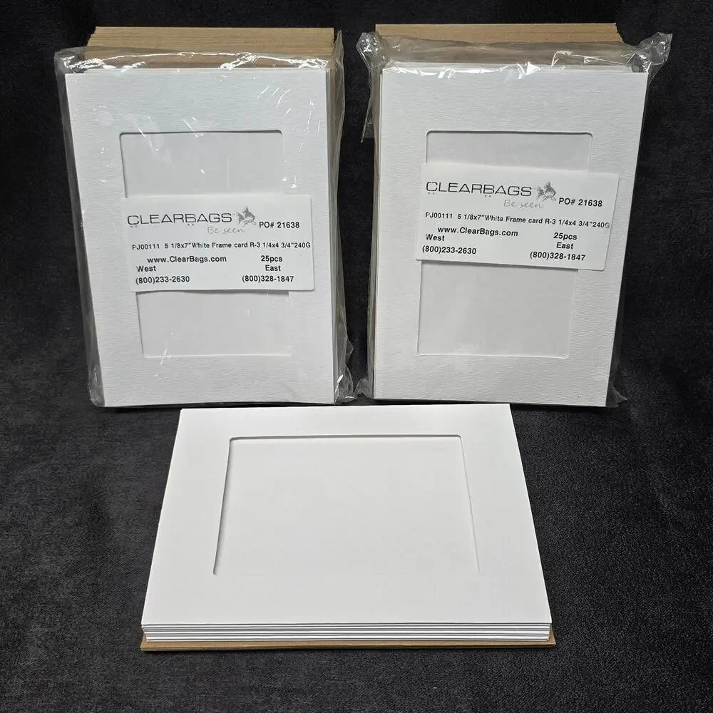 White Frame Card Cardstock Double Paper Adhesive Seal 5 1/8